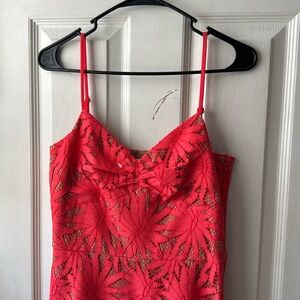 Michael by Michael Kors red floral lace dress